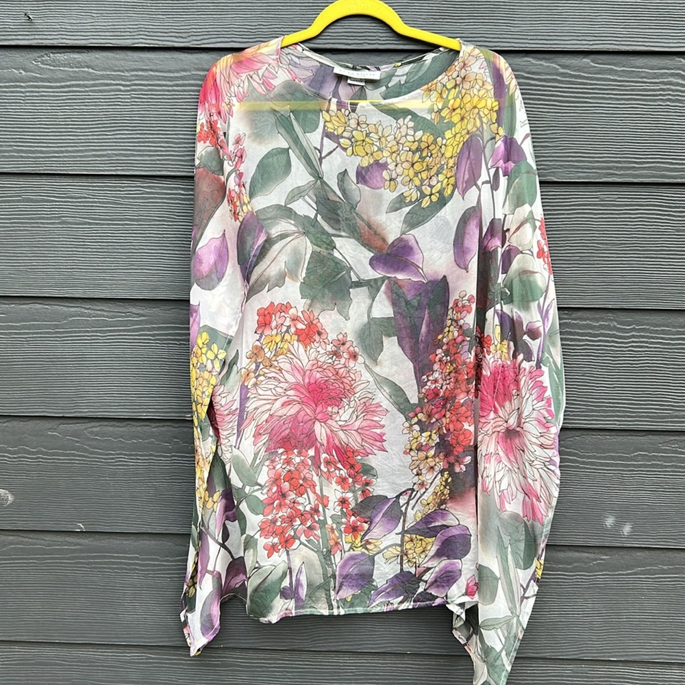 Bryn Walker 100% Silk Floral Tunic top  Cover up.
